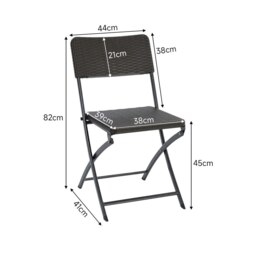 Rackhams Set of 2 Outdoor Rattan Plastic Folding Chairs for Parties Events and More - Brown - thumbnail 4