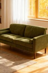 Rackhams Dark Green Corduroy Upholstered Two-seater Sofa Armchair - Green - One Size - thumbnail 2
