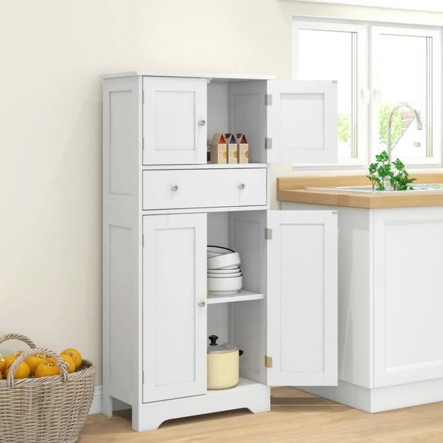 Rackhams Kitchen Cupboard Kitchen Cabinet with Drawer and Adjustable Shelf White - image 1