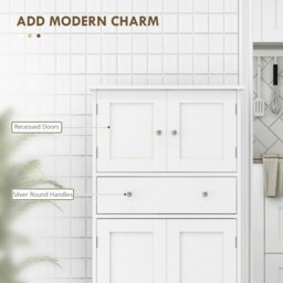 Rackhams Kitchen Cupboard Kitchen Cabinet with Drawer and Adjustable Shelf White - thumbnail 4