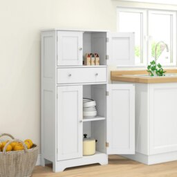 Rackhams Kitchen Cupboard Kitchen Cabinet with Drawer and Adjustable Shelf White - thumbnail 2