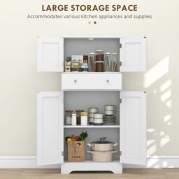 Rackhams Kitchen Cupboard Kitchen Cabinet with Drawer and Adjustable Shelf White - thumbnail 5