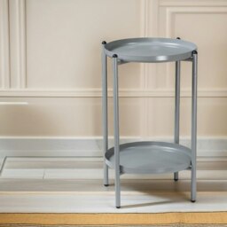 Rackhams 2 Tier Round Metal Coffee Table Grey