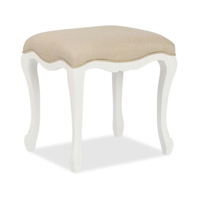 Rackhams Juliette Upholstered Stool French Dressing Table Seat Assembled - White - image 1