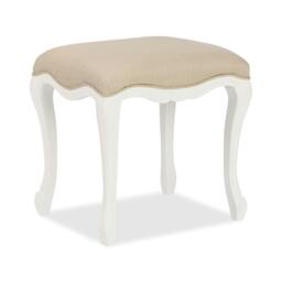 Rackhams Juliette Upholstered Stool French Dressing Table Seat Assembled - White - thumbnail 1