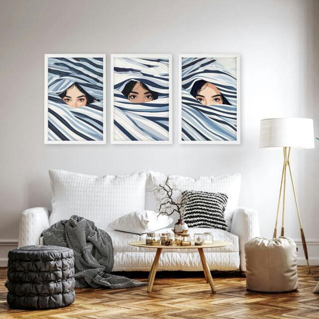 Rackhams Boho Style Wall Decor - Set of 3 Boho Women Wall art Prints - A2 16.54 x 23.39 in / 42 x 59.4 cm - Satin Photo paper 280 gsm - Black Frame - image 1