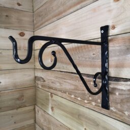 Rackhams Heavy Duty Handcrafted Metal 35cm Black Twisted Wall Bracket Hook For Garden Patio Hanging Basket Planter Bird Feeder - Pots & Planters - thumbnail 6