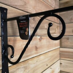 Rackhams Heavy Duty Handcrafted Metal 35cm Black Twisted Wall Bracket Hook For Garden Patio Hanging Basket Planter Bird Feeder - Pots & Planters - thumbnail 4