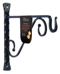Rackhams Heavy Duty Handcrafted Metal 35cm Black Twisted Wall Bracket Hook For Garden Patio Hanging Basket Planter Bird Feeder - Pots & Planters - thumbnail 2