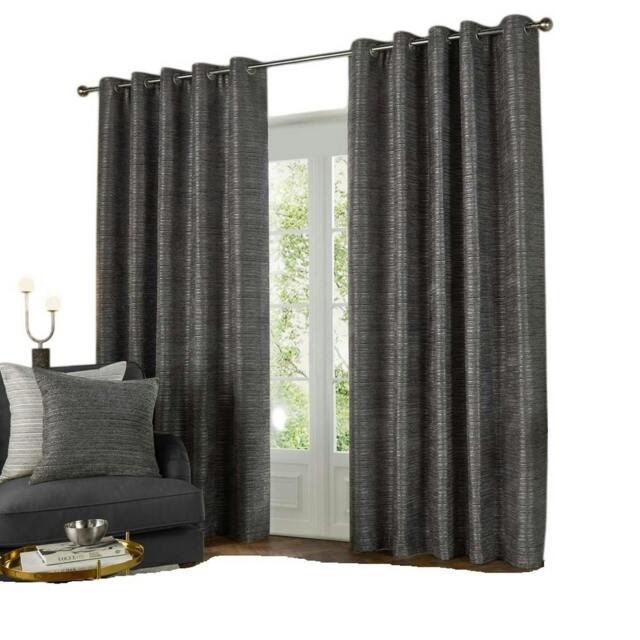 Rackhams Jupiter Chenille Eyelet Curtains - Graphite - 168cm x 229cm - Graphite - 100% Polyester - image 1