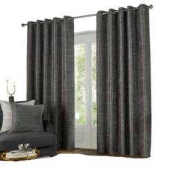 Rackhams Jupiter Chenille Eyelet Curtains - Graphite - 168cm x 229cm - Graphite - 100% Polyester - thumbnail 1