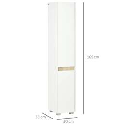 Rackhams Tall Bathroom Cabinet with Adjustable Shelves, 5-Tier Modern Freestanding Tallboy with Storage Cabinets, White - thumbnail 3