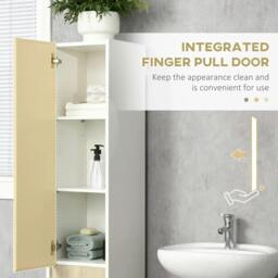Rackhams Tall Bathroom Cabinet with Adjustable Shelves, 5-Tier Modern Freestanding Tallboy with Storage Cabinets, White - thumbnail 5