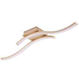 Rackhams Modern Double Wavy Strip Flush LED Powered Ceiling Light Fitting in Gold Sand