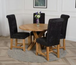 Rackhams Oregon Round Oak Dining Table with Washington Fabric Chairs - 1 - 4 chairs - Grey - thumbnail 5