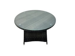Rackhams 6 Seater Rattan Garden Furniture Set with Round Dining Table and 6 Arm Chairs - Dark Grey - thumbnail 4