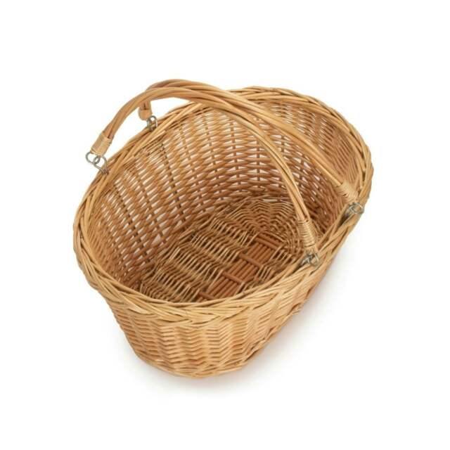 Rackhams Buff Willow Medium Swing Handle Wicker Shopping Basket - Brown