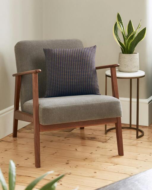 Rackhams Navy and Caramel Brown Wool Cushion - image 1