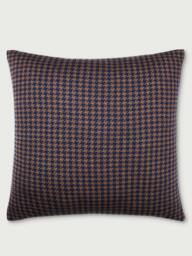 Rackhams Navy and Caramel Brown Wool Cushion - thumbnail 2
