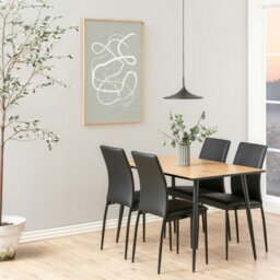 Rackhams Wilma Dining Table with Oak Top & Black Legs - Black - No - Brown - thumbnail 3