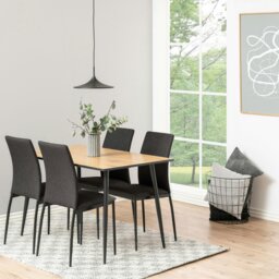 Rackhams Wilma Dining Table with Oak Top & Black Legs - Black - No - Brown - thumbnail 4