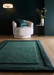 Rackhams Stacked Border Green Wool Rug - 120X170 cm - thumbnail 5