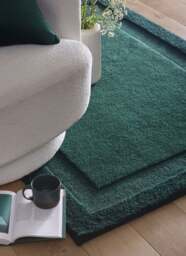 Rackhams Stacked Border Green Wool Rug - 120X170 cm - thumbnail 4