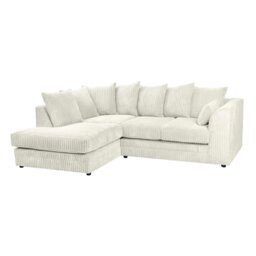 Rackhams Dylan Jumbo Cord 4 Seater Fabric Corner Sofa in Cream - Left Hand Corner - thumbnail 4