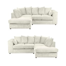 Rackhams Dylan Jumbo Cord 4 Seater Fabric Corner Sofa in Cream - Left Hand Corner - thumbnail 2