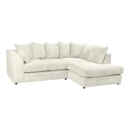 Rackhams Dylan Jumbo Cord 4 Seater Fabric Corner Sofa in Cream - Left Hand Corner - thumbnail 6