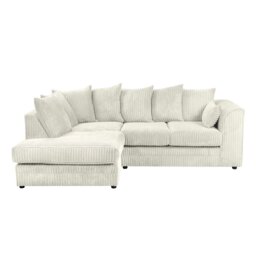 Rackhams Dylan Jumbo Cord 4 Seater Fabric Corner Sofa in Cream - Left Hand Corner