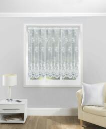 "Rackhams Traditional Floral Heavy Lace Sheer Net Curtain Panel - White - 48"" (122cm) - 197"" (500cm)"