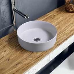Rackhams 7844 Ceramic Vert Round Countertop Basin in Cement - Cement - Ceramic - One Size