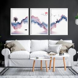 Rackhams Japanese landscape paintings - set of 3 framed wall art - A2 16.54 x 23.39 in / 42 x 59.4 cm - Matte Museum Quality Art Paper 290 gsm - Unframed - thumbnail 3