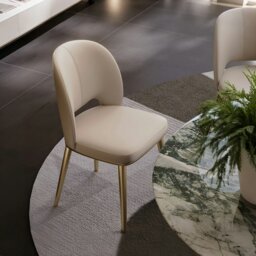 Rackhams Shankar Leather Dining Chair, More Leg Colours - Gold Legs - thumbnail 1