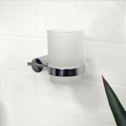 Rackhams Vitality Chrome Stainless Steel & Frosted Glass Wall Mounted Toothbrush Holder