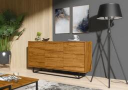 Rackhams Striking 140cm Loft Retro Industrial Sideboard Vintage Oak TV Unit Cabinet Cupboard - 140 cm  - Oak Matt Body & Oak Matt Fronts -  MDF/Chipboard - thumbnail 3