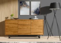 Rackhams Striking 140cm Loft Retro Industrial Sideboard Vintage Oak TV Unit Cabinet Cupboard - 140 cm  - Oak Matt Body & Oak Matt Fronts -  MDF/Chipboard - thumbnail 5
