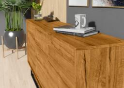 Rackhams Striking 140cm Loft Retro Industrial Sideboard Vintage Oak TV Unit Cabinet Cupboard - 140 cm  - Oak Matt Body & Oak Matt Fronts -  MDF/Chipboard - thumbnail 2