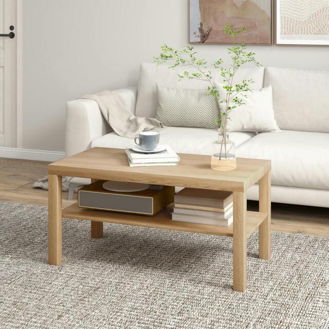 Rackhams Coffee Table with Storage Shelf, Rectangular Centre Table, Natural - 45 - Coffee table - Not applicable - image 1