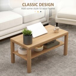Rackhams Coffee Table with Storage Shelf, Rectangular Centre Table, Natural - 45 - Coffee table - Not applicable - thumbnail 4