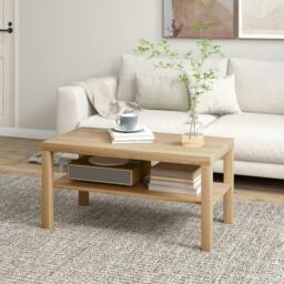 Rackhams Coffee Table with Storage Shelf, Rectangular Centre Table, Natural - 45 - Coffee table - Not applicable