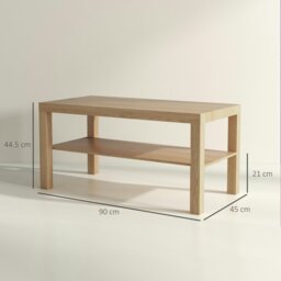 Rackhams Coffee Table with Storage Shelf, Rectangular Centre Table, Natural - 45 - Coffee table - Not applicable - thumbnail 6