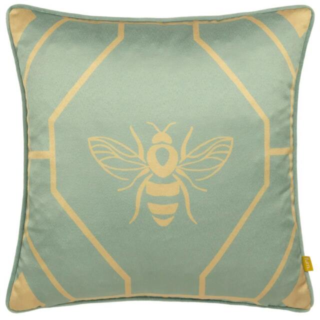 Rackhams Bee Deco Geometric Cushion Cover - Eau De Nil - 43cm x 43cm - Eau De Nil - 100% Polyester - image 1