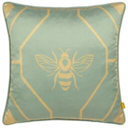 Rackhams Bee Deco Geometric Cushion Cover - Eau De Nil - 43cm x 43cm - Eau De Nil - 100% Polyester - thumbnail 2