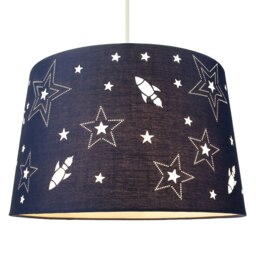 Rackhams Fun Rockets and Stars Childrens/Kids Blue Cotton Bedroom Pendant or Lamp Shade - thumbnail 3