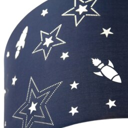 Rackhams Fun Rockets and Stars Childrens/Kids Blue Cotton Bedroom Pendant or Lamp Shade - thumbnail 2