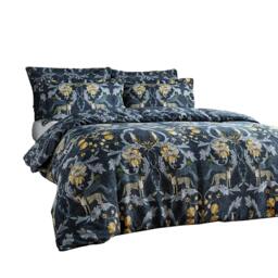Rackhams Nouvilla Cheetah Duvet Cover Set - Blue/Grey/Yellow - Single - Blue/Grey/Yellow - 100% Cotton