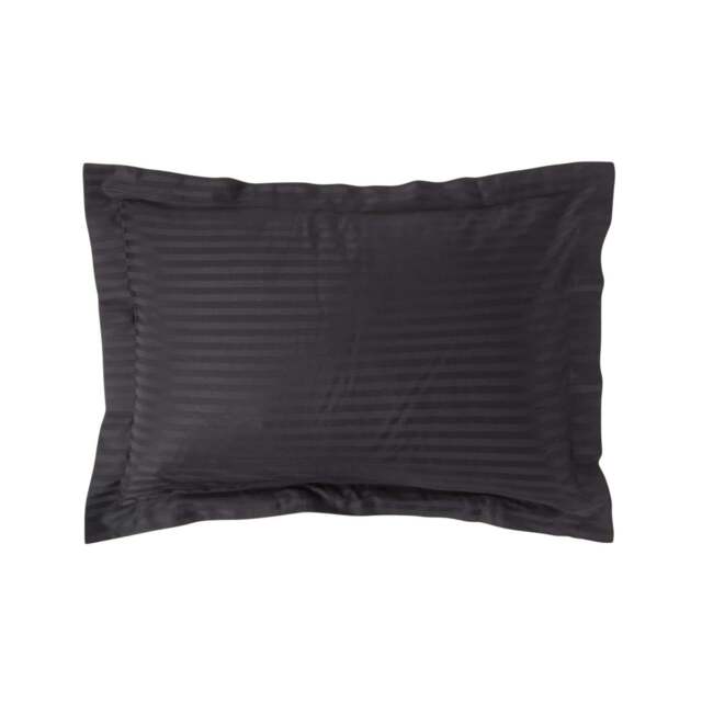 Rackhams Silky 330 TC Egyptian Cotton Satin Stripe Oxford Pillowcase, Standard Size - Black - image 1