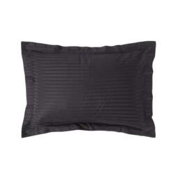Rackhams Silky 330 TC Egyptian Cotton Satin Stripe Oxford Pillowcase, Standard Size - Black - thumbnail 1